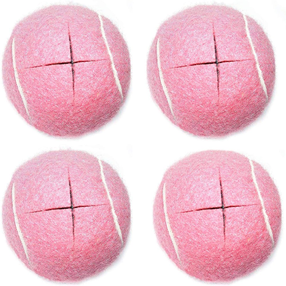 URBEST Walker Tennis Balls 4pcs Precut Heavy Duty Tennis Balls for Walkers, Pre Cut, Pink