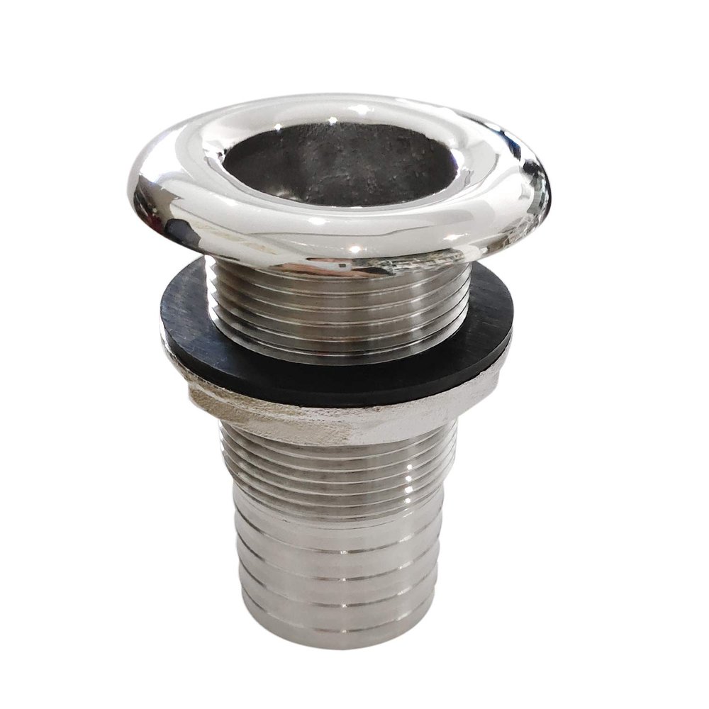 NRC&XRC Marine Grade Stainless Steel Barbed Short Straight 1" ID Thru-Hull with Nut&Custom Gasket for Boat