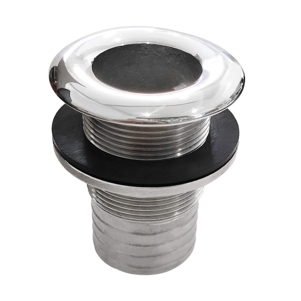NRC&XRC Marine Grade Stainless Steel Barbed Short Straight 1-1/2" ID Thru-Hull with Nut&Custom Gasket for Boat