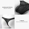 Casey Kevin Men's Thongs Underwear Sexy Lace G-String Bulge Pouch Breathable Panties Black view 4