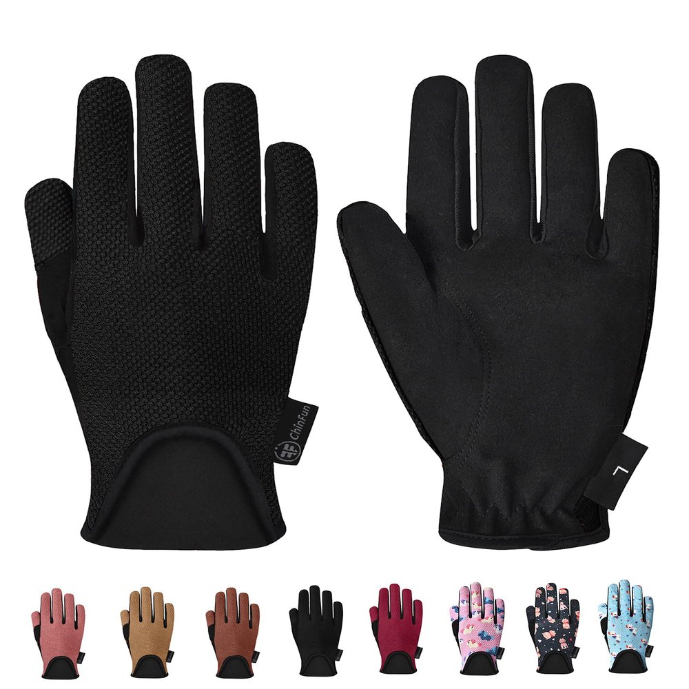 ChinFun Kids Horse Riding Gloves Equestrian Horseback Gloves for Youth Children Boys Girls Outdoor Biking Cycling Running Black M