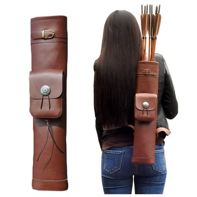 LUCKFY Genuine Leather Arrow Holder - Back Arrow Quiver - Traditional High-Grade Handmade Quiver - for Hunting & Archery Sports Shooting Target Practice