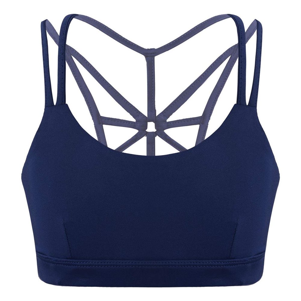 YiZYiF Kids Girls' Caged Back Dance Workout Bra Top Strappy Racerback Gym Sports Bra Crop Tops Navy 3-4 Years
