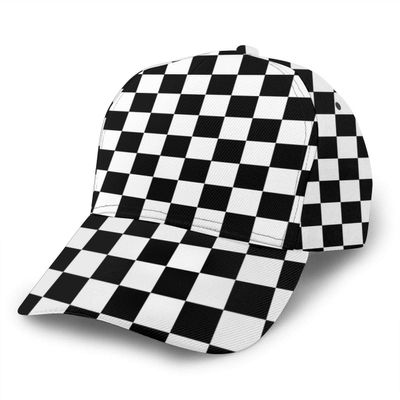 Boys Girls Baseball Fitted Cap Adjustable Size Sports Hat for Running, Workouts, UPF 50 Sun Hat Race Waving Checkered Baseball Hat