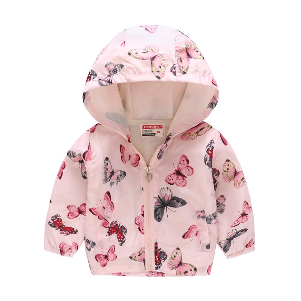 TUIJI Girls Rain Jacket, Windbreaker Kids Raincoat Waterproof Zip Jacket 3T 4T Pink(Style 03,120)