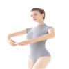 Daydance Gray Teen Girls Ballet Leotards Lace High Neck Cap Sleeve Dance Wear view 1