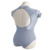 Daydance Gray Teen Girls Ballet Leotards Lace High Neck Cap Sleeve Dance Wear view 2