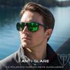 ATTCL Driving Polarized Sunglasses for Men: Lightweight Al-Mg Metal Frame UV400 Protection Classic Square for Travel & Hiking 7001 Green view 2