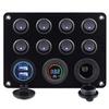 Car Boat Ignition Toggle Rocker Switch Panel 8 Gang Blue LED Light Switch Panel Circuit Breaker USB Car Boat Rocker RV 12-24V view 1
