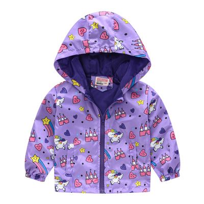 TUIJI Girls Rain Jacket, Windbreaker Kids Raincoat Waterproof Zip Jacket 3T 4T Purple(Style 07,120)
