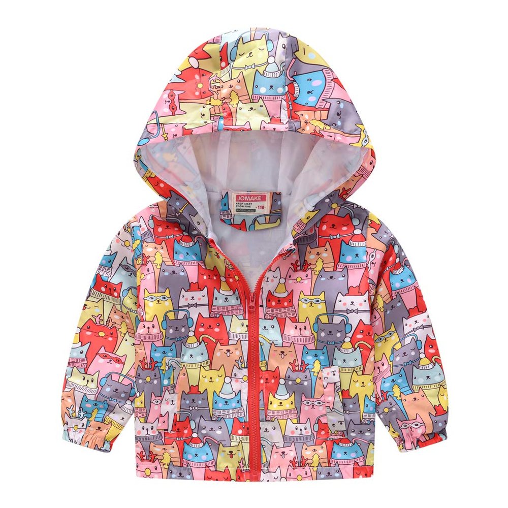 Girls Rain Jacket, Windbreaker Kids Raincoat Waterproof Zip Jacket 3T 4T Light Colourful(Style 05,120)