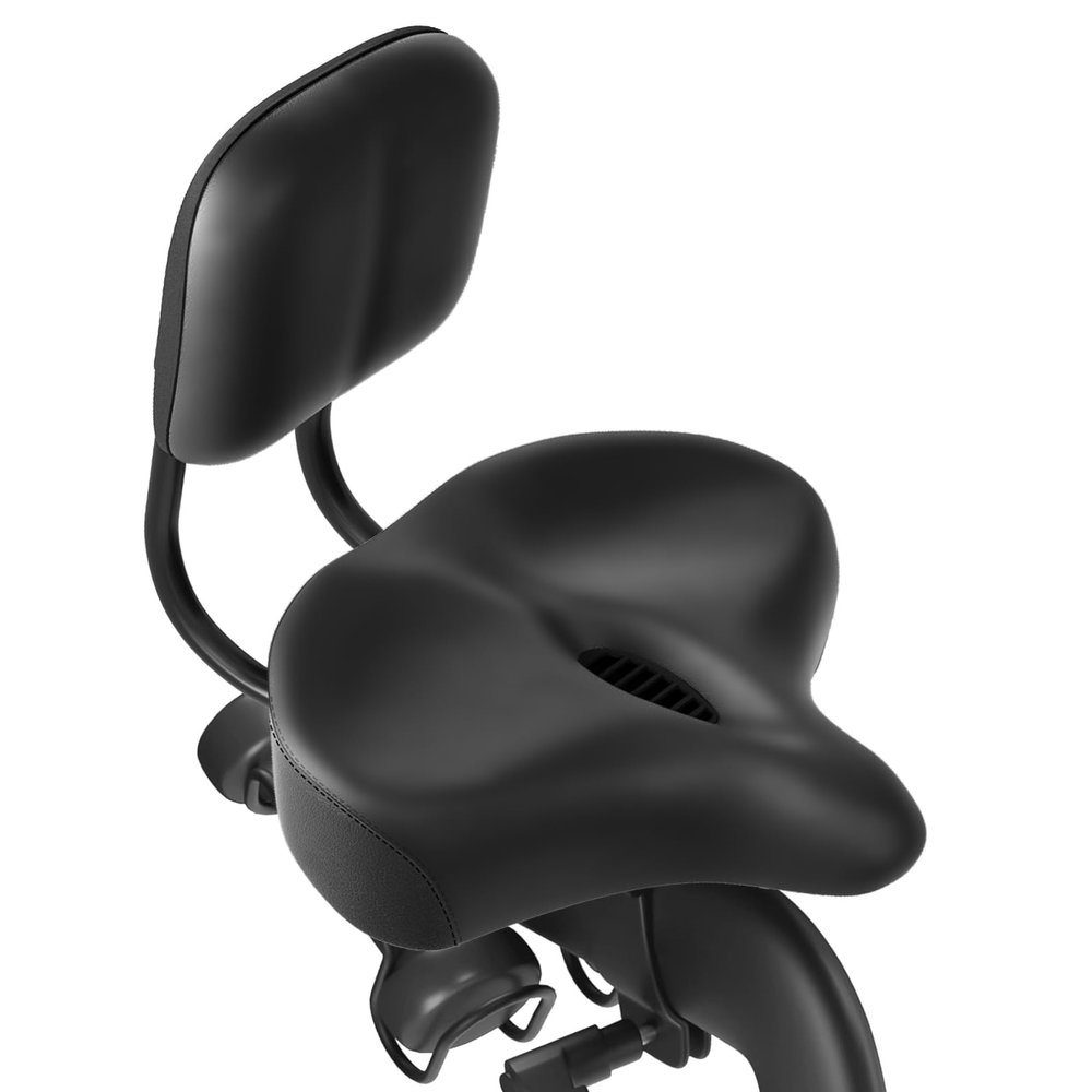 MOONCOOL Oversized Bike Seat with Backrest, 11.5"  9.5" Wide Padded Saddle with Back-Support Cushion, Fits 7/8 (22.2 mm) Seat Posts for Bicycle, Tricycle & Exercise Bikes