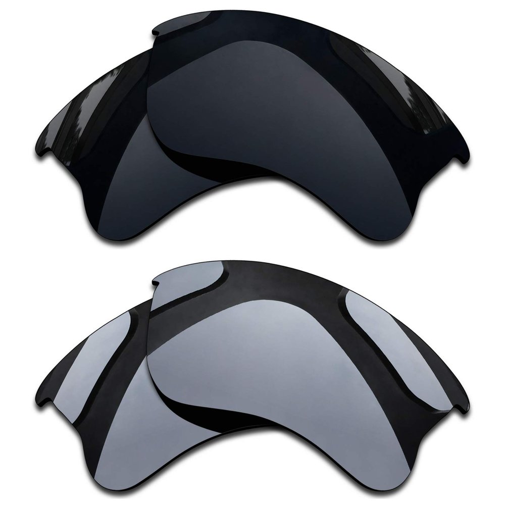 Shadespa Polarized Replacement Lenses for Oakley Half Jacket XLJ Sunglasses - Jade Black + Silver Frost