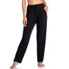 Envlon Yoga Pants for Women Loose Open Bottom with Pockets Lightweight Comfy Pajama Pants Casual Pj Pants Workout Sweatpants Black view 1