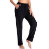 Envlon Yoga Pants for Women Loose Open Bottom with Pockets Lightweight Comfy Pajama Pants Casual Pj Pants Workout Sweatpants Black view 2