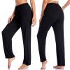 Envlon Yoga Pants for Women Loose Open Bottom with Pockets Lightweight Comfy Pajama Pants Casual Pj Pants Workout Sweatpants Black view 3