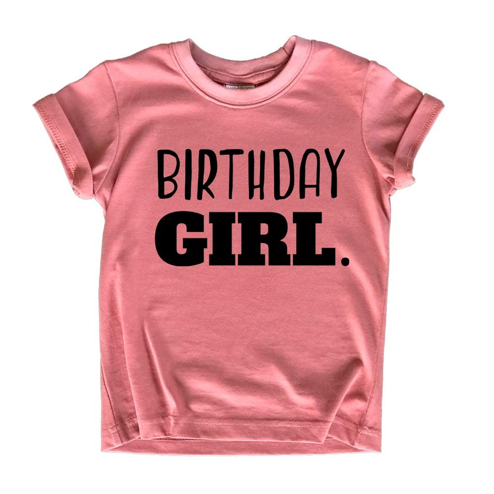 Birthday Girl Shirt Girls Birthday tee Outfit Toddler Baby 1st 2nd 3rd 4th 5th 6th 7th (Black on Mauve, 3 Years)