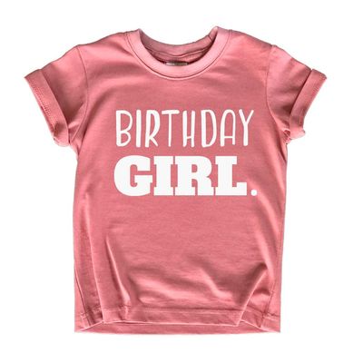 Birthday Girl Shirt Girls Birthday tee Outfit Toddler Baby 1st 2nd 3rd 4th 5th 6th 7th (White on Mauve, 5 Years)