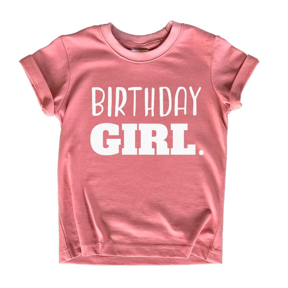 Birthday Girl Shirt Girls Birthday tee Outfit Toddler Baby 1st 2nd 3rd 4th 5th 6th 7th (White on Mauve, 5 Years)