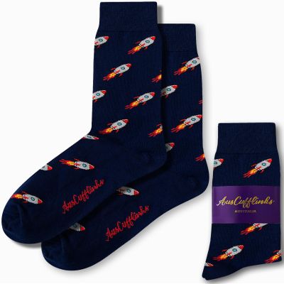 AUSCUFFLINKS Rocket Socks For Him & Her | Astronaut Fun Socks Gift for Dad, Mum or Engineer