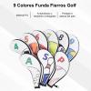 Keenso Golf Iron Cover,9Pcs Number Tag Golf Iron Covers Sleeve Digital Zipper Sport Pattern Protective PU Golf view 2