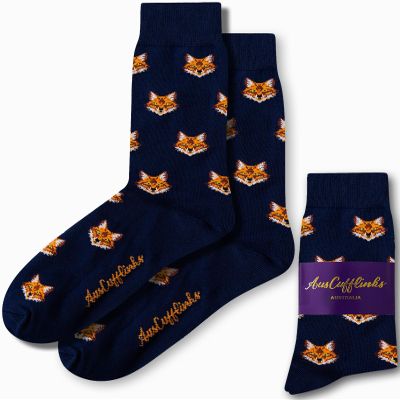 AUSCUFFLINKS Fox Socks For Him | Wildlife Fun Socks Gift for Her | Hunter Socks Quirky Novelty Present for Dad | Socks for Mum (Fox Head) One Size