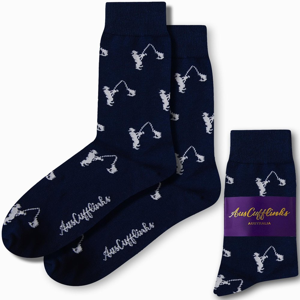 AUSCUFFLINKS Fisherman Socks For Him | Fishing Fun Socks Fly Fishing Gift for Her | Happy Gift Socks Quirky Novelty Present for Dad | Socks for Mum (Fisherman)