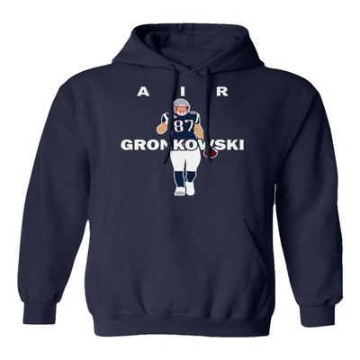 Baku Apparel New England AIR Gronkowski Football Men's Hooded Sweatshirt (Navy, X-Large)