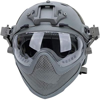 Tactical Airsoft Fast Helmet F22, a Full Face Protective PJ Helmet with Detachable Mask & Goggles