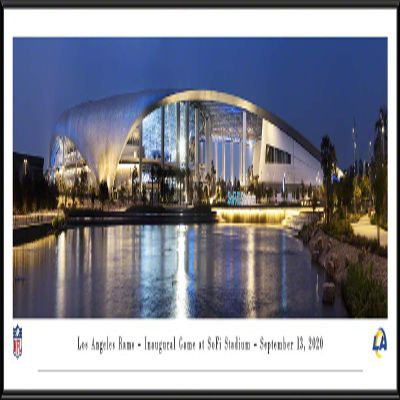 SoFi Stadium, Home of the LA Rams - 40.25x13.75-inch Standard Framed Print by Blakeway Panoramas