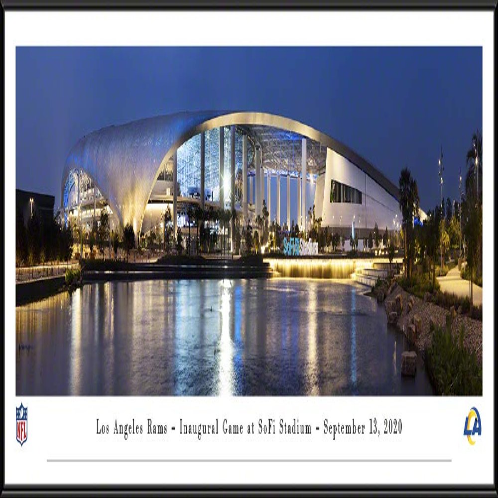 SoFi Stadium, Home of the LA Rams - 40.25x13.75-inch Standard Framed Print by Blakeway Panoramas