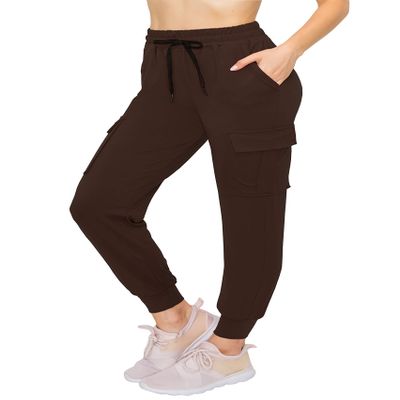 ALWAYS Cargo Jogger Pants for Women - Super Soft Casual Lounge Sweatpants Brown 3XL