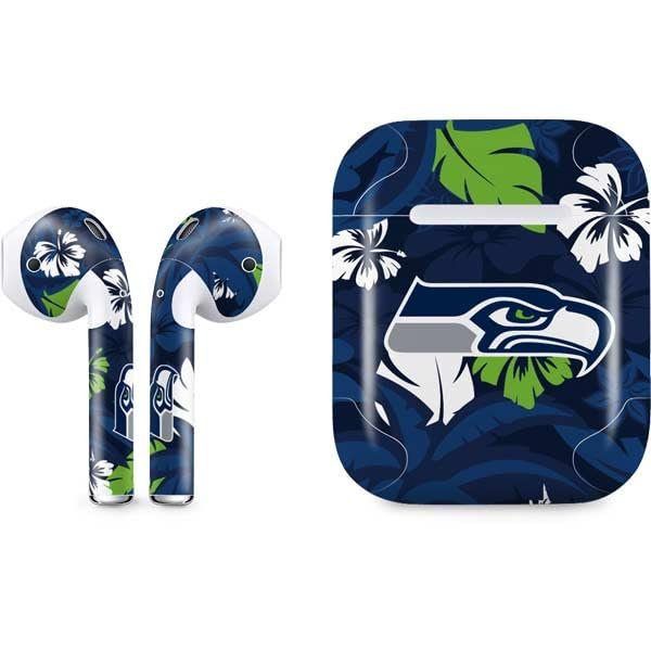Skinit Decal Audio Skin Compatible with Apple AirPods - Officially Licensed NFL Seattle Seahawks Tropical Print Design