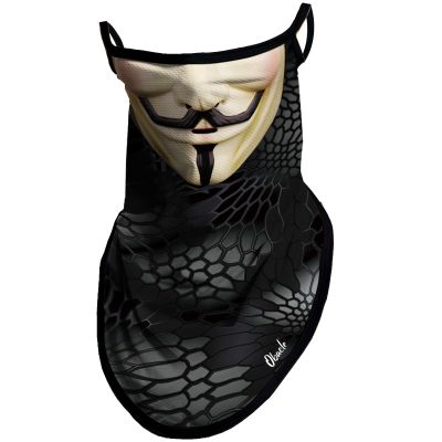Obacle Bandana Face Mask with Ear Loops Neck Gaiter Face Mask Scarf Face Cover for Men Women (Skull Face Smile Black Beard)