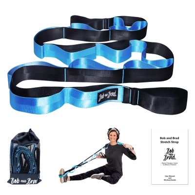 BOB AND BRAD Stretch Strap, 12 Loop Yoga Stretch Strap, Non-elastic Stretch Strap for Stretching, Physical Therapy, Pilates, Dance, Gymnastics, and Athletic Trainers with Carry Bag (12 Loops - Blue)