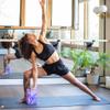 Hugger Mugger 4" Foam Yoga Block -Marbled Cosmic Purple - strong and stable, beveled edges for comfort, most favored block size, helps with alignment and support in many poses view 4