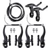 Complete Bike Brake Set, Black Front and Rear Bike MTB Hybrid Brake Inner and Outer Cables and Lever Kit Includes Callipers Levers Cables Black view 1