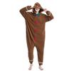 OGU' DEAL Unisex Gingerbread Onesie Pajamas Adult Cosplay Homewear Sleepwear Jumpsuit Costume Women Men Zip Up Brown view 1
