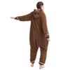 OGU' DEAL Unisex Gingerbread Onesie Pajamas Adult Cosplay Homewear Sleepwear Jumpsuit Costume Women Men Zip Up Brown view 2