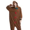 OGU' DEAL Unisex Gingerbread Onesie Pajamas Adult Cosplay Homewear Sleepwear Jumpsuit Costume Women Men Zip Up Brown view 3