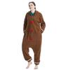 OGU' DEAL Unisex Gingerbread Onesie Pajamas Adult Cosplay Homewear Sleepwear Jumpsuit Costume Women Men Zip Up Brown view 4