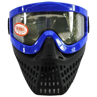 JT Proflex X Thermal Paintball Mask Protective Goggle w/Quick Change Frame System - All Black Lower (Blue)