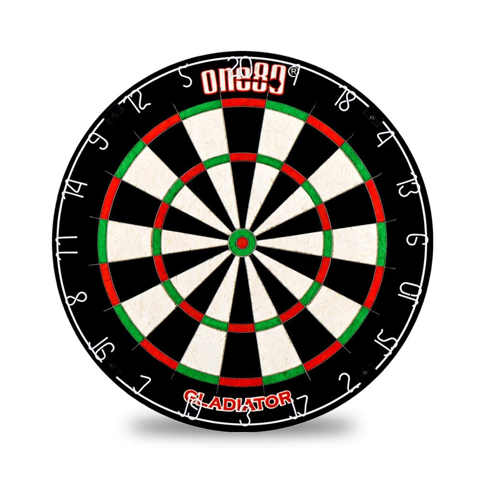 ONE80 Gladiator I Dartboard with Top-Grade Sisal and Sword Edge Staple Free Wire Spider for Maximum Scoring Potential and Less Bounce Outs