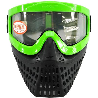 JT Proflex X Thermal Paintball Mask Protective Goggle w/Quick Change Frame System - All Black Lower (Lime)
