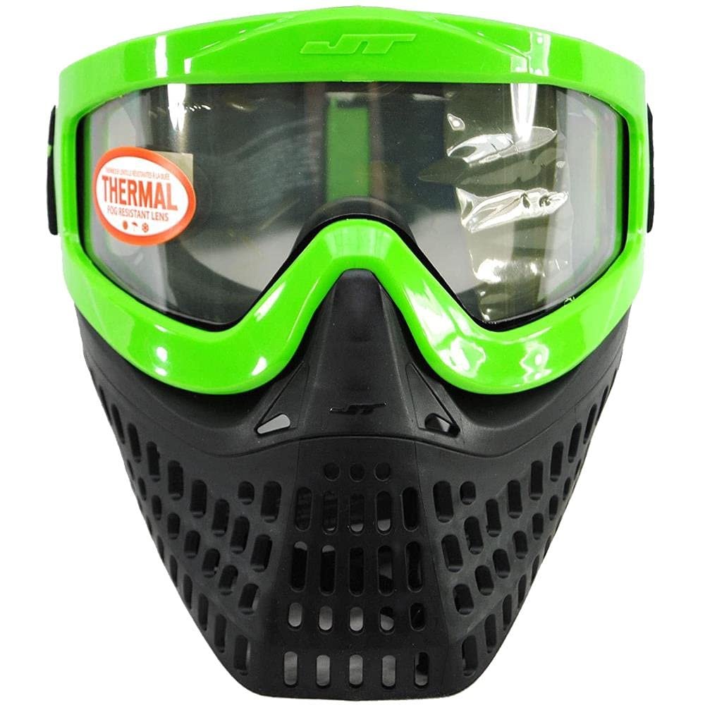 JT Proflex X Thermal Paintball Mask Protective Goggle w/Quick Change Frame System - All Black Lower (Lime)