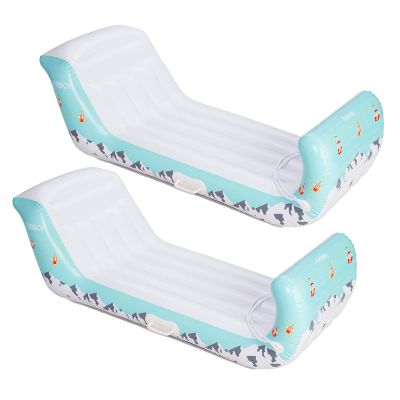 FUNBOY 2 Pack, 61" Inflatable Alpine Mountain Sleigh, 2 Person Capacity, with Grooved Rubber Base Tracks, 2 Handles, and Hand Pull Rope
