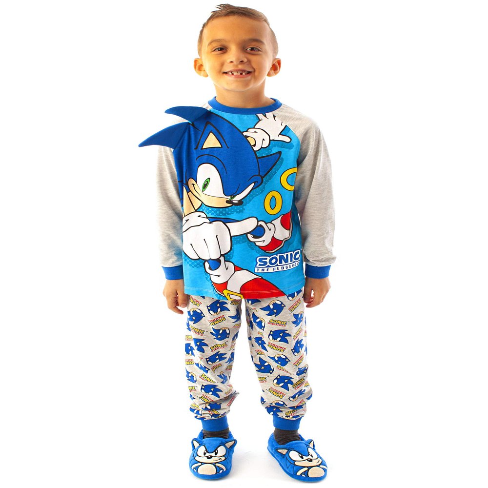 Sonic The Hedgehog Pajamas Boys Kids Character Costume Blue PJs 7-8 Years