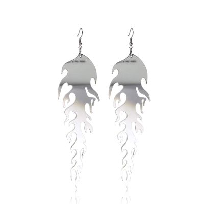 Transparent Acrylic Flame Dangle Earrings Dainty Multicolor Earrings Punk Rock Hip Hop Earrings for Women Jewelry(Silver)
