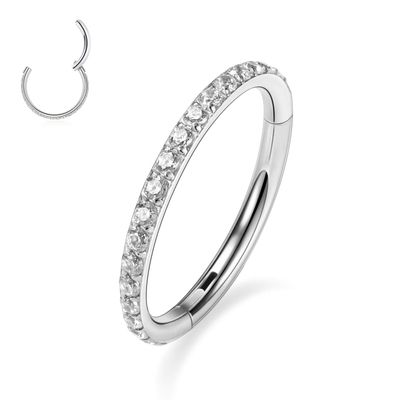 14g Septum Ring Silver Conch Piercing Jewelry 14 Gauge 8mm Daith Earrings Surgical Steel Nose Ring Hoop with CZ