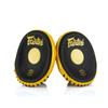 Fairtex FMV15 Muay Thai Boxing Focus Punch Mitts | Premium Syntek Leather Boxing Mitts-Lightweight & Durable Microfiber | Curved Design for Precision, Shock Absorbent & Enhanced Accuracy (Black/Gold) view 1